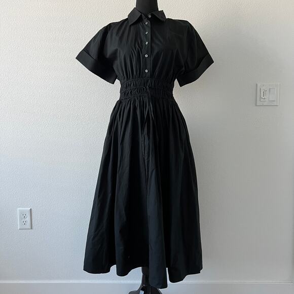 J Crew Elena Shirt Dress In Regenerative Cotton Poplin Petite 8 Midi Pockets - Picture 1 of 10